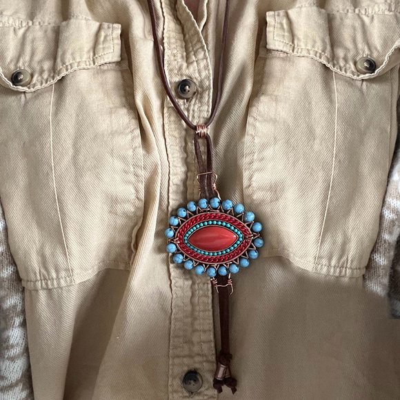 lf Designs: SOUTHWESTERN COPPERTONE 28" Boho Necklace - Picture 6 of 7